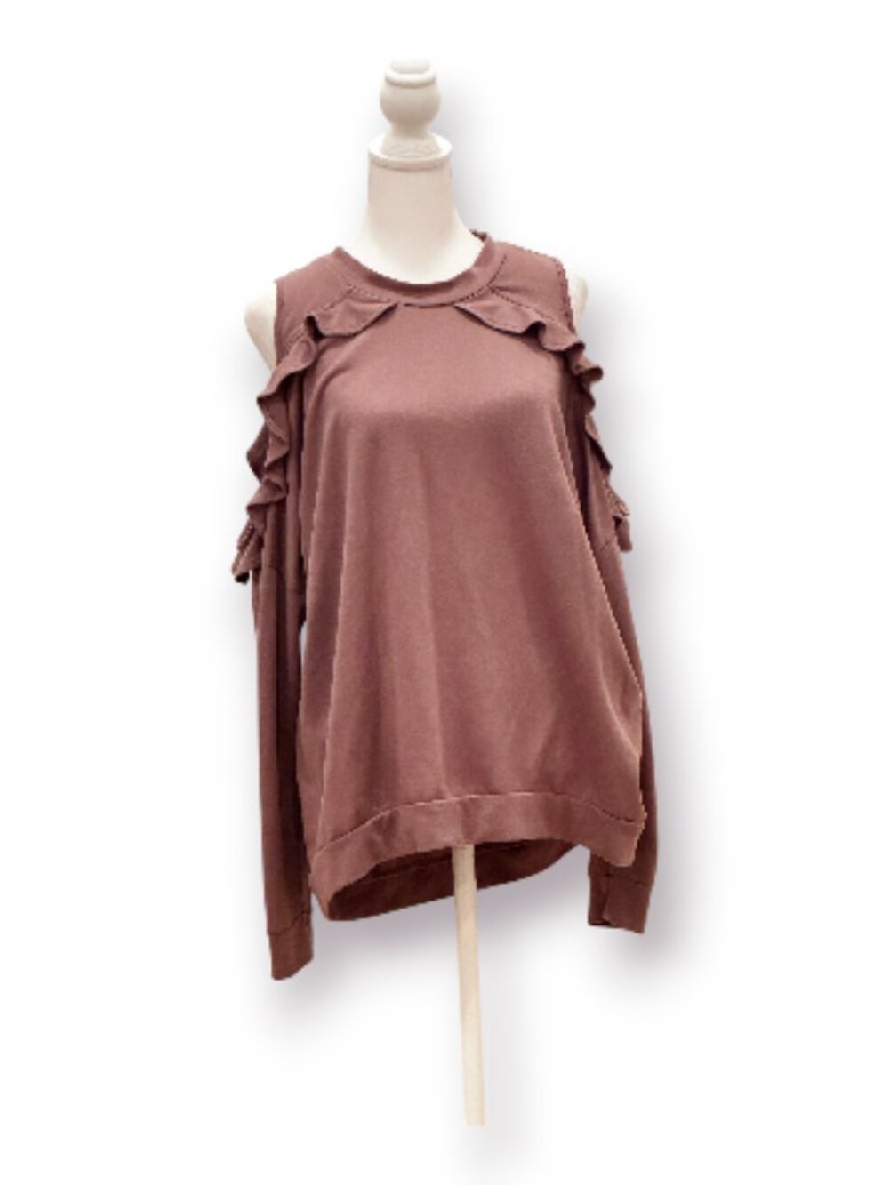 Mossimo Supply Co Mauve Cold Shoulder Ruffle Sweatshirt Pullover XXL EUC